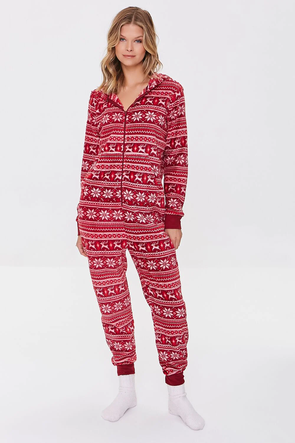 Fleece Fair Isle Pajama One-Piece - Image 4