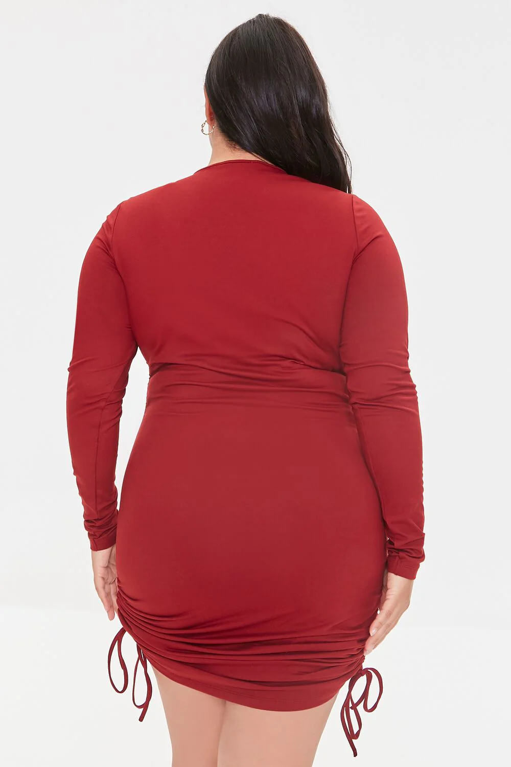 Plus Size Ruched Drawstring Dress - Image 3