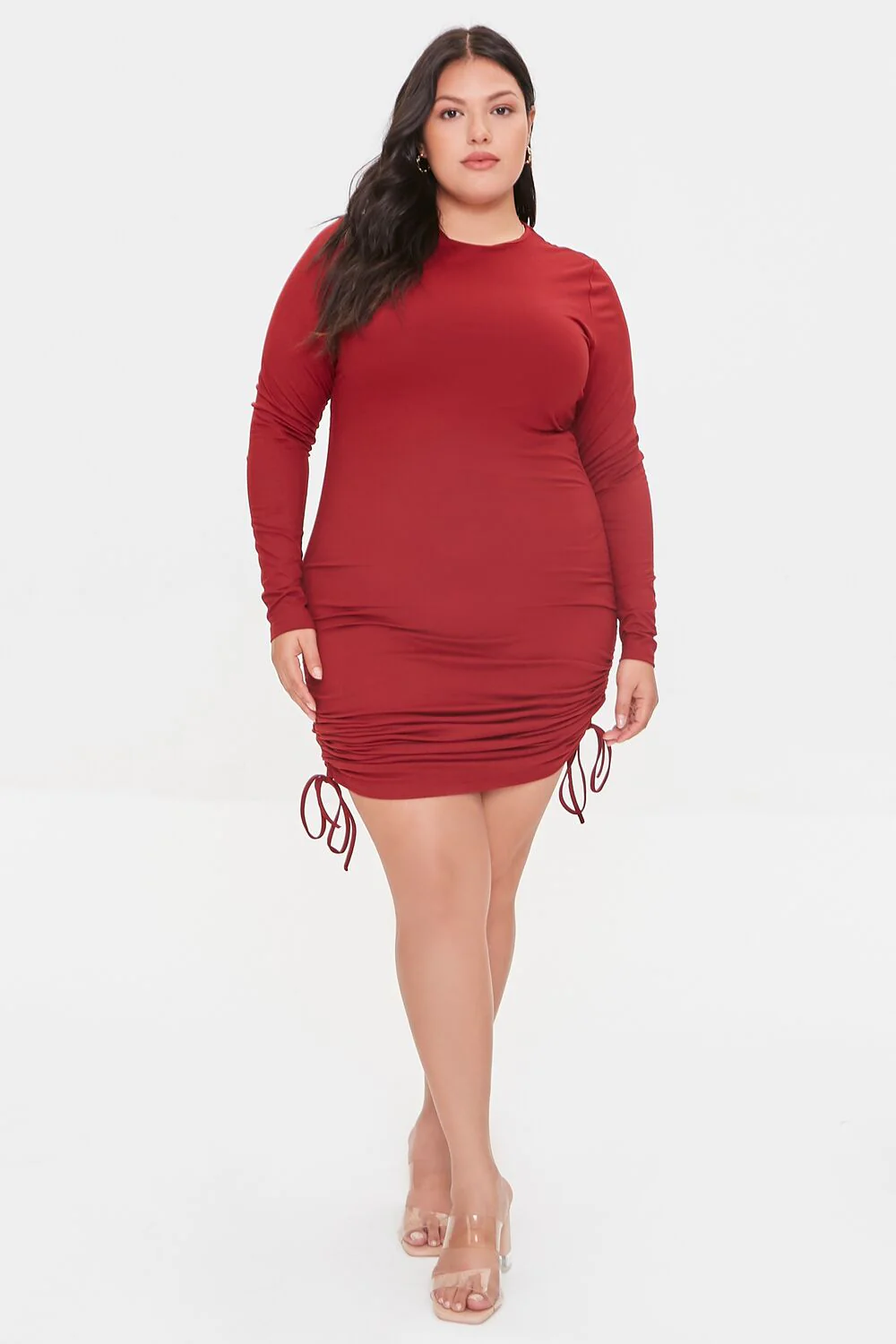 Plus Size Ruched Drawstring Dress - Image 4