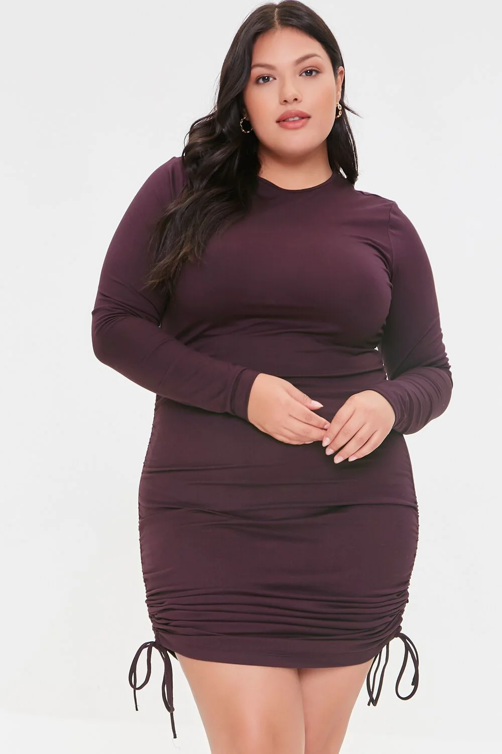 Plus Size Ruched Drawstring Dress - Image 5