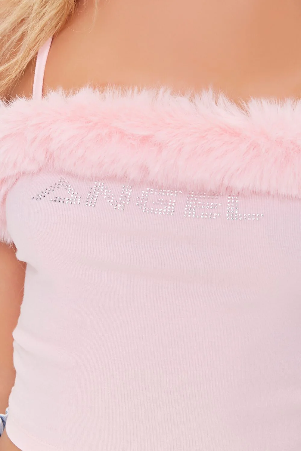 Faux Fur-Trim Angel Cropped Cami - Image 5