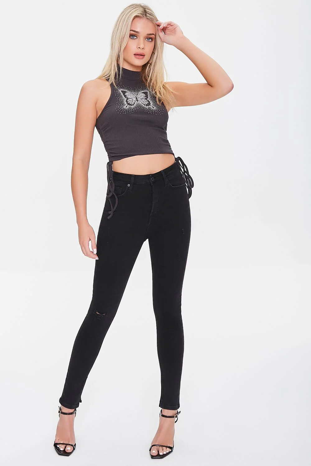 Butterfly Mock Neck Crop Top - Image 4