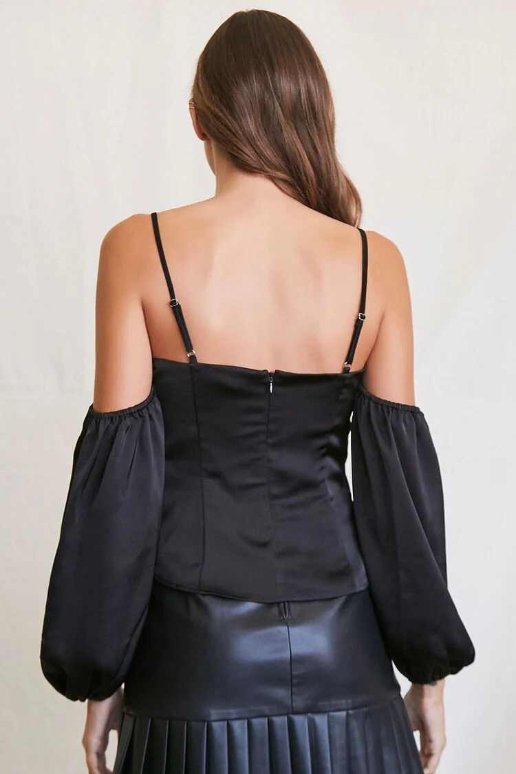 Open-Shoulder Peasant-Sleeve Top - Image 3