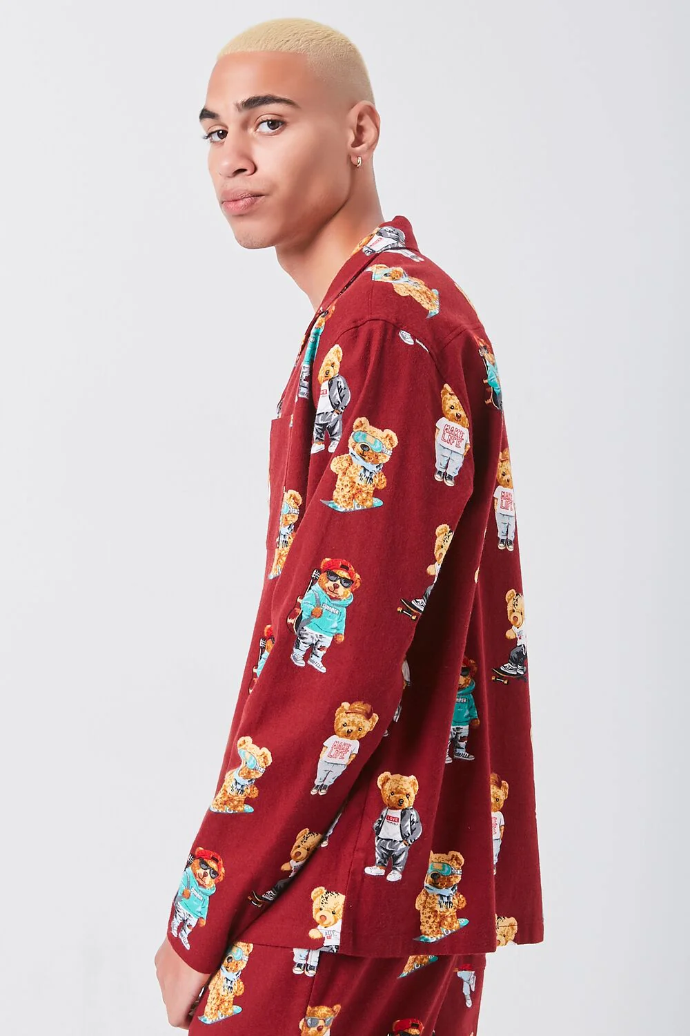 Teddy Bear Print Pajama Shirt - Image 2