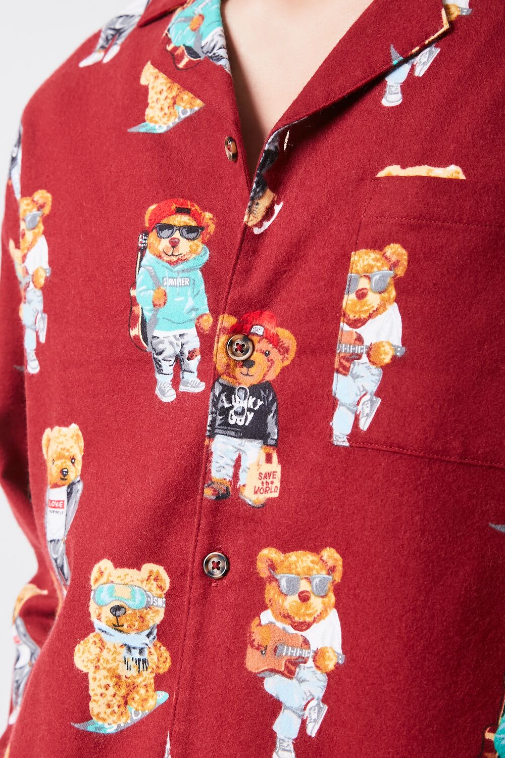 Teddy Bear Print Pajama Shirt - Image 5