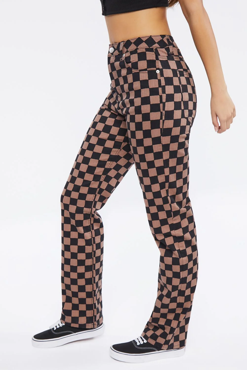 Checkered Print Jeans - Image 3