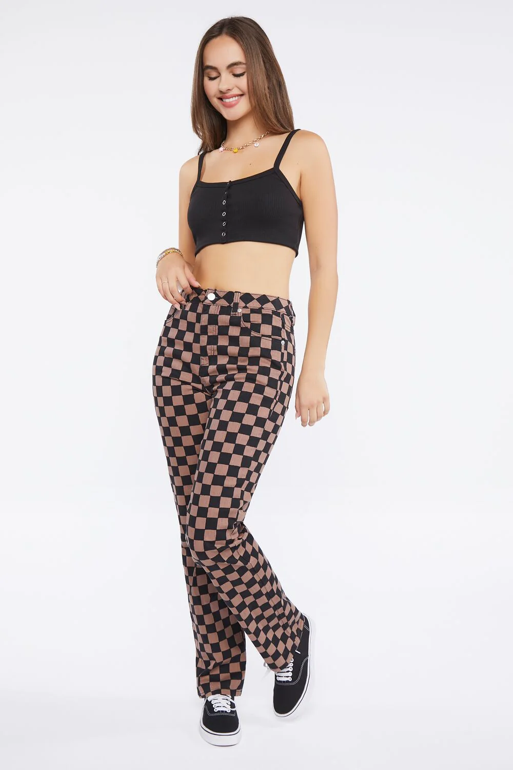 Checkered Print Jeans - Image 5