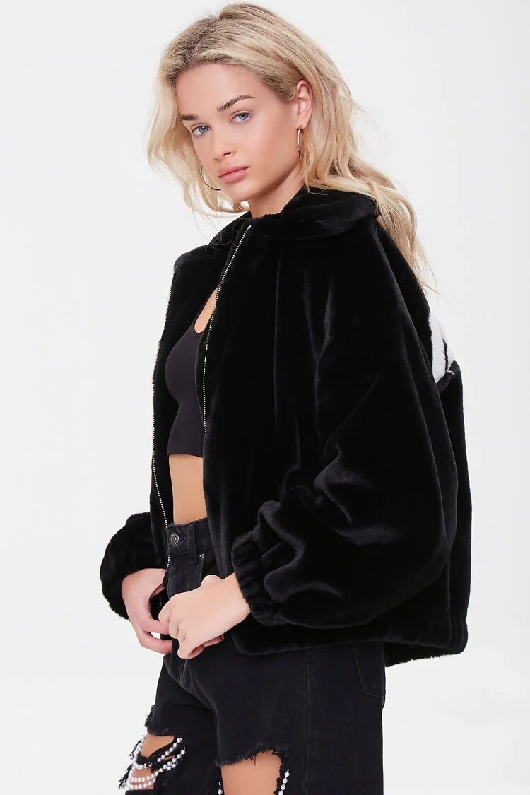 Faux Fur Angel Graphic Jacket - Image 3