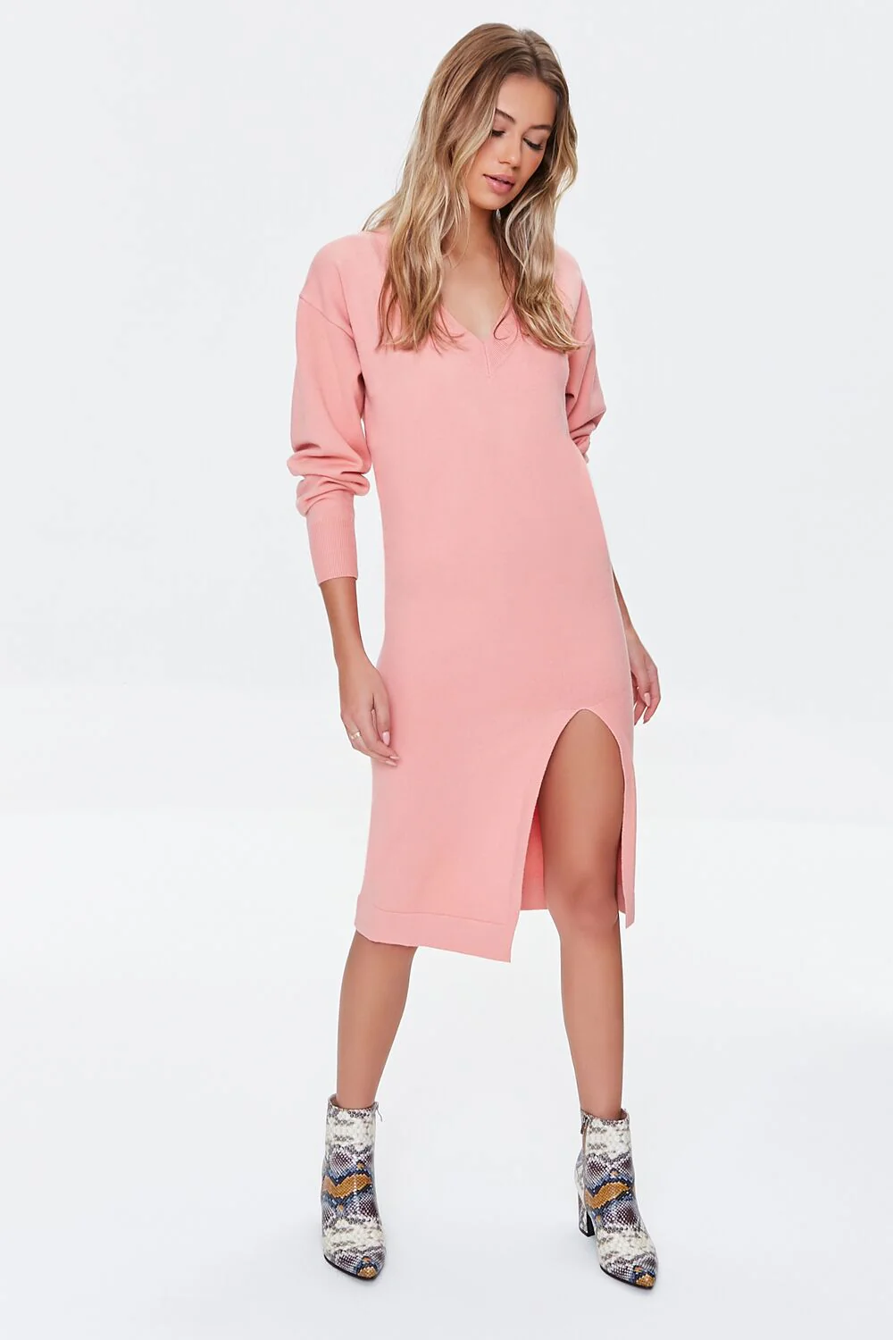 Ribbed-Trim Sweater Dress - Image 4