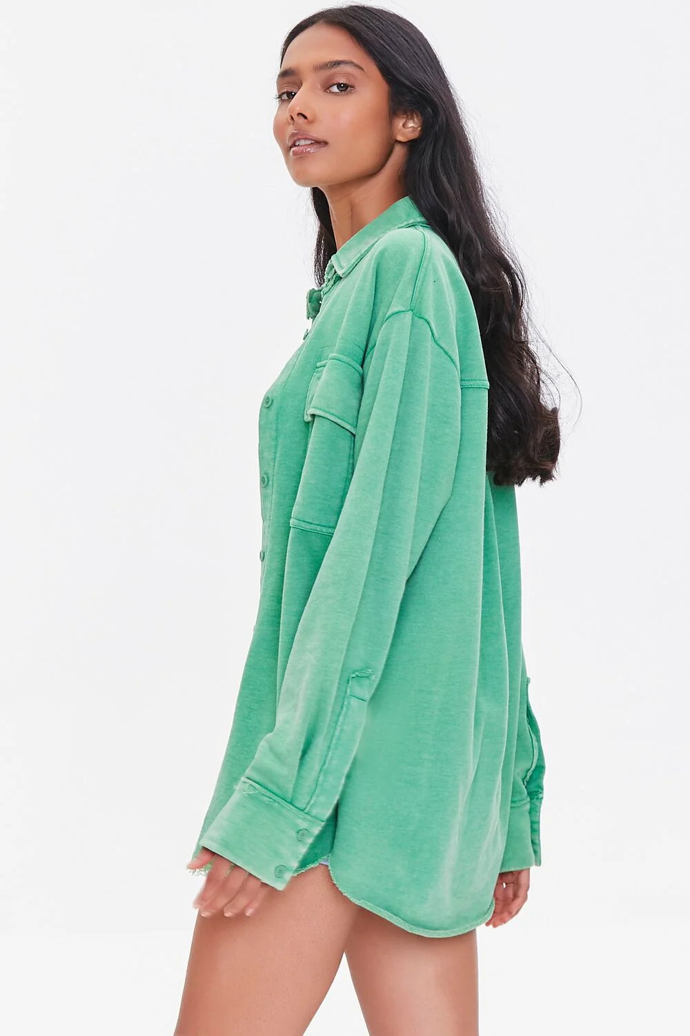 French Terry Dolphin-Hem Shacket - Image 2