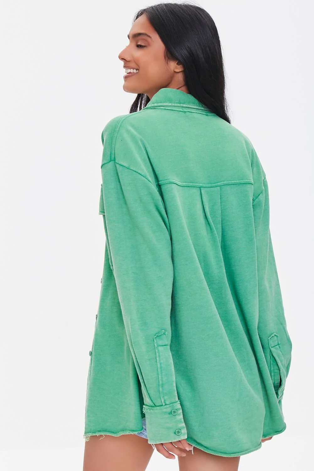 French Terry Dolphin-Hem Shacket - Image 3