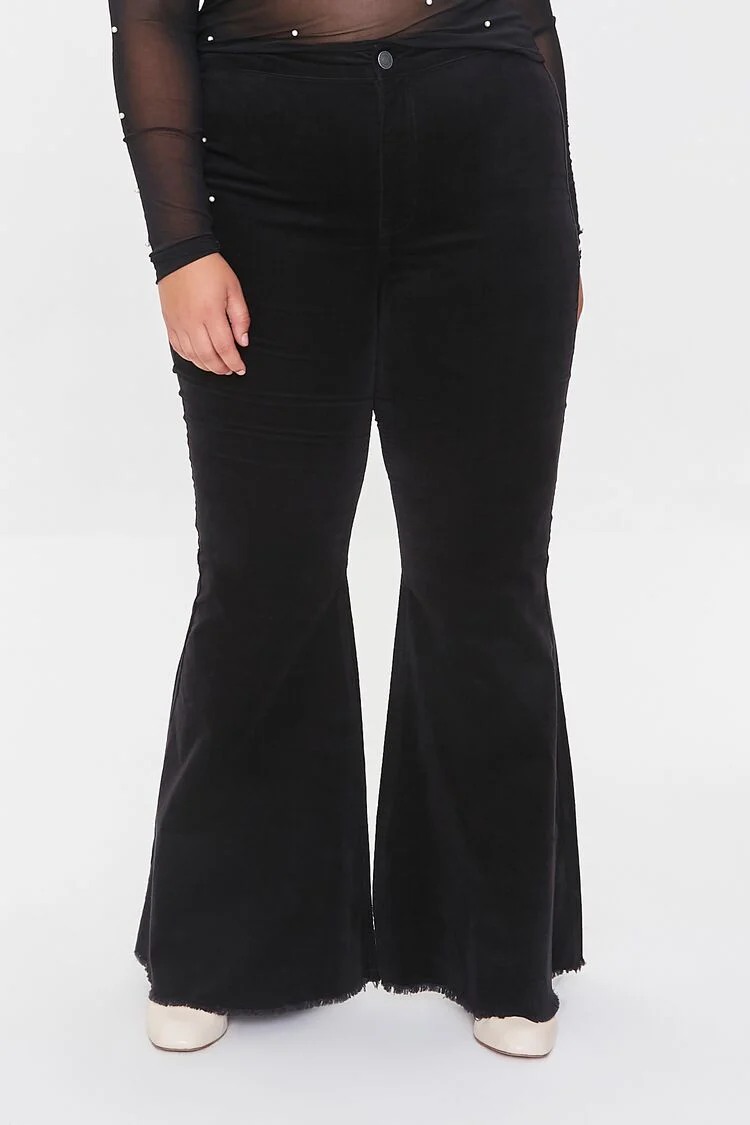 Plus Size Velveteen Flare Pants - Image 2