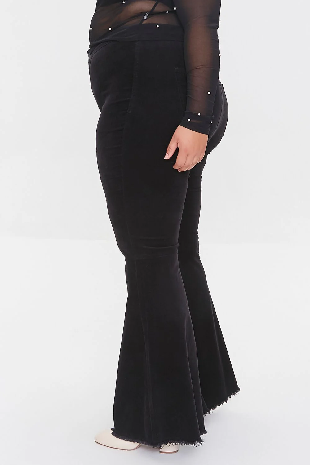 Plus Size Velveteen Flare Pants - Image 3