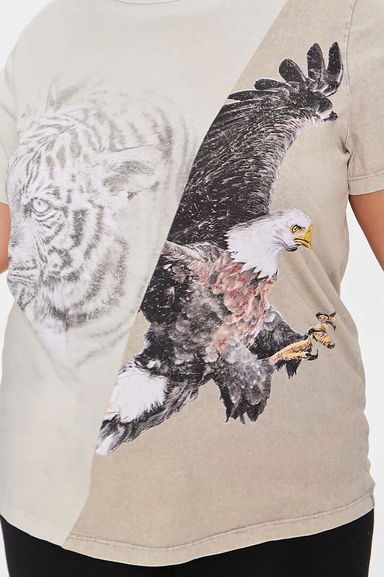 Plus Size Colorblock Eagle Graphic Tee - Image 5