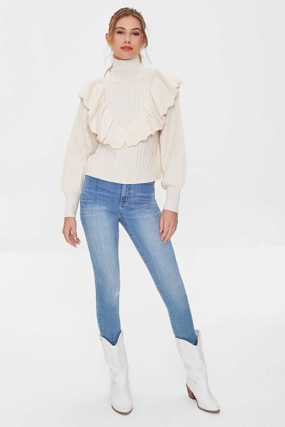 Ruffled Cable Knit Sweater - Image 4