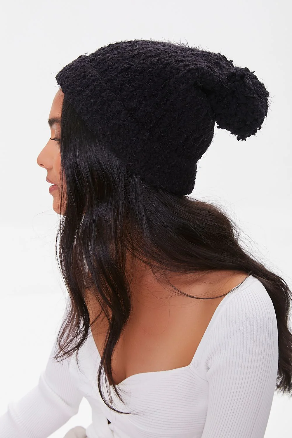 Faux Fur Pom Pom Beanie - Image 2