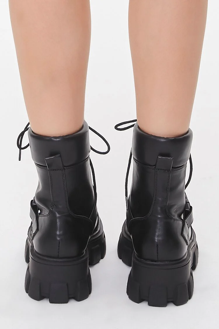 Buckle Faux Leather Booties - Image 3