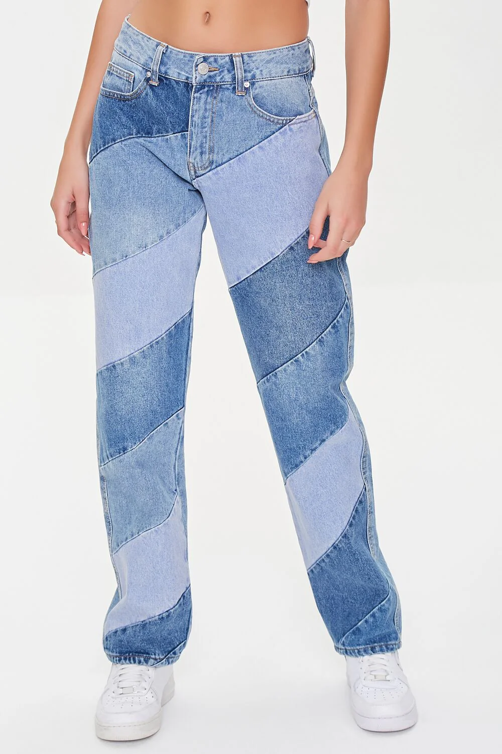 Reworked Diagonal Striped Jeans - Image 2