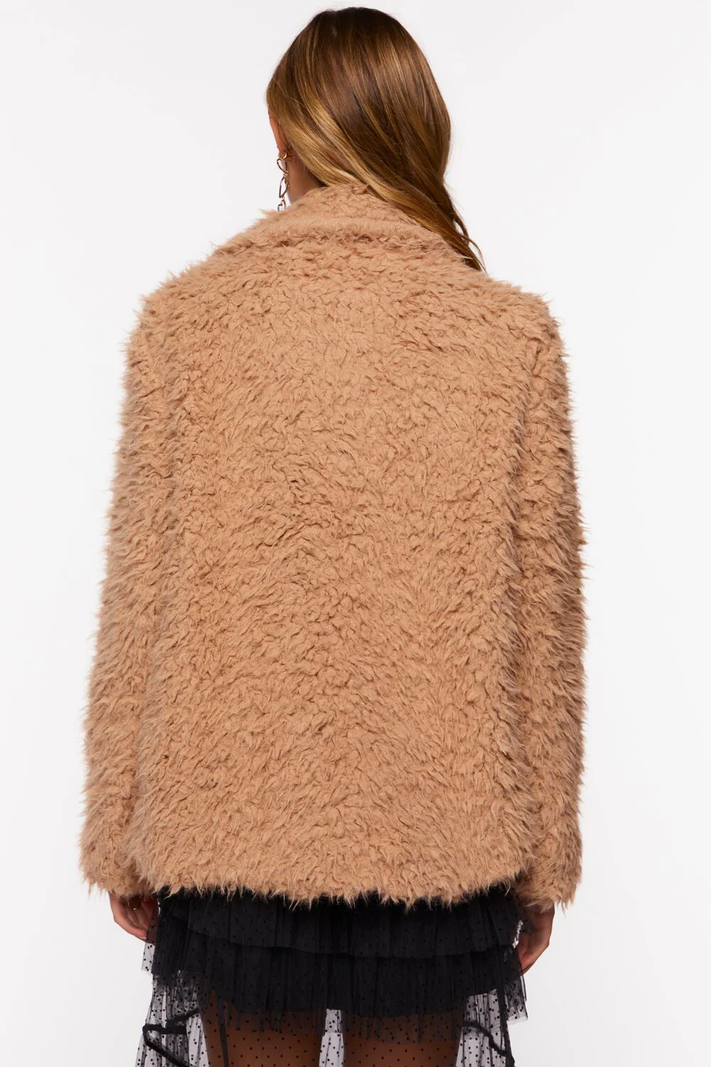 Faux Fur Notched Open-Front Coat - Image 3