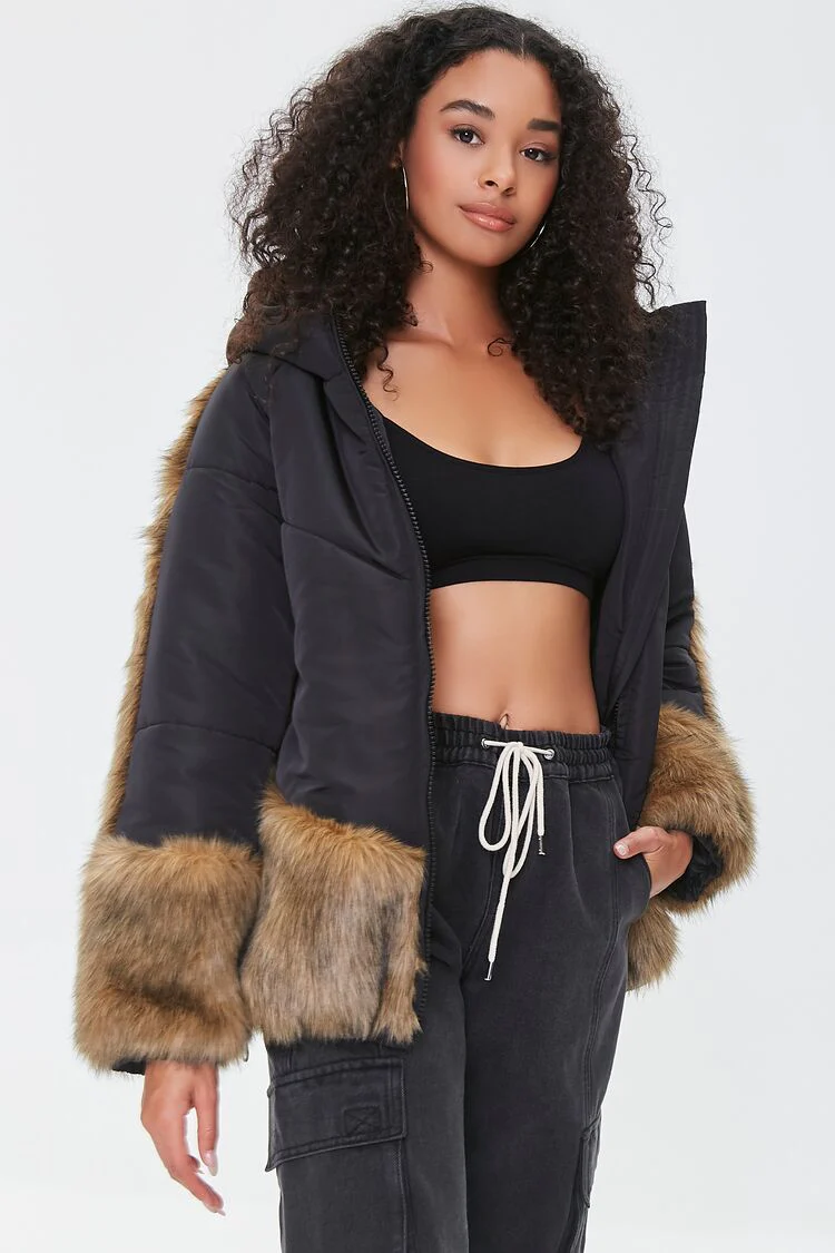 Faux Fur-Trim Puffer Jacket - Image 2