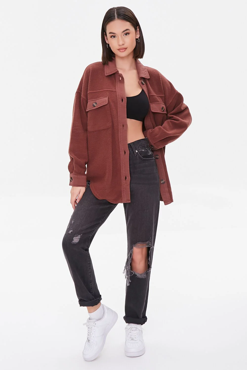 Fleece Button-Front Shacket - Image 10