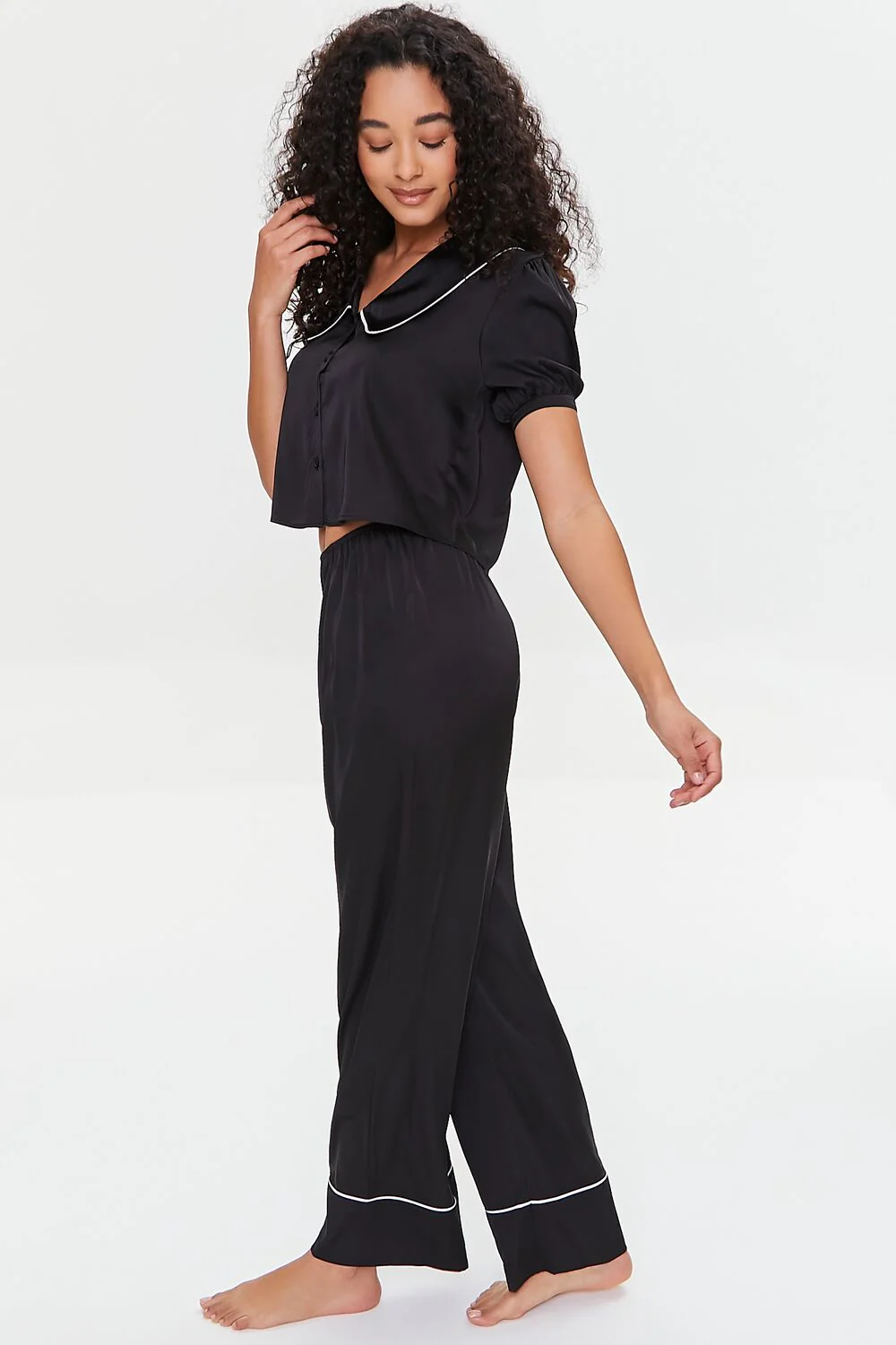 Contrast-Trim Shirt & Pajama Set - Image 2