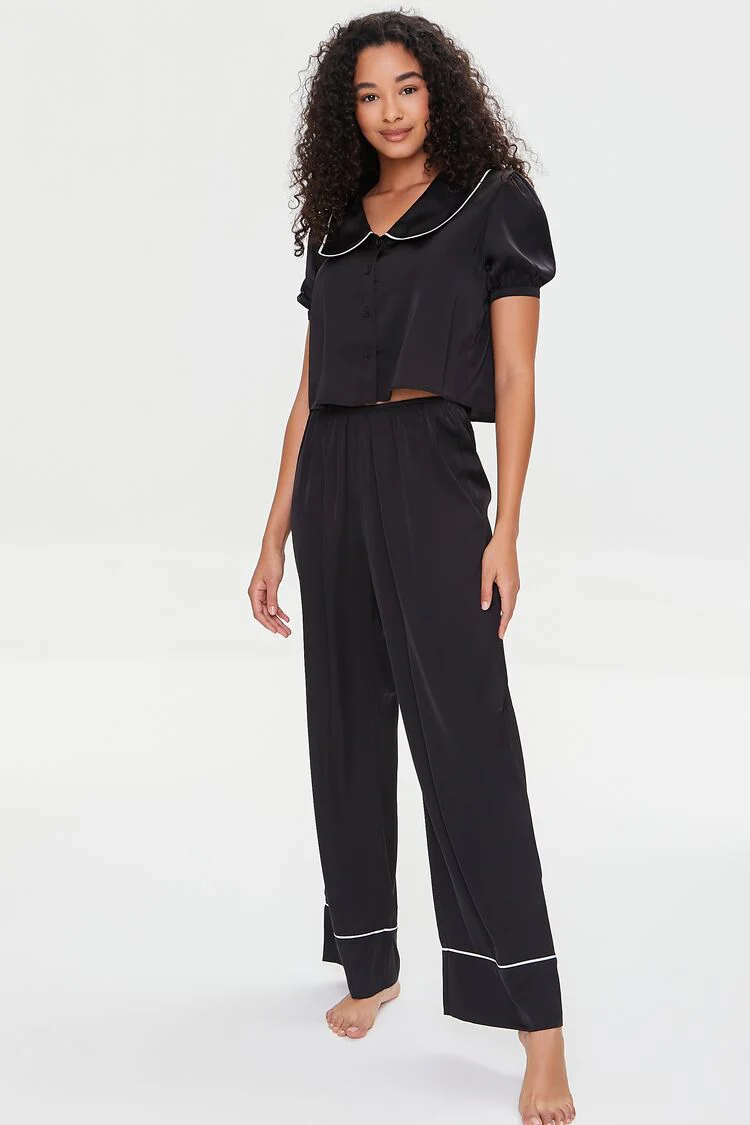 Contrast-Trim Shirt & Pajama Set - Image 4