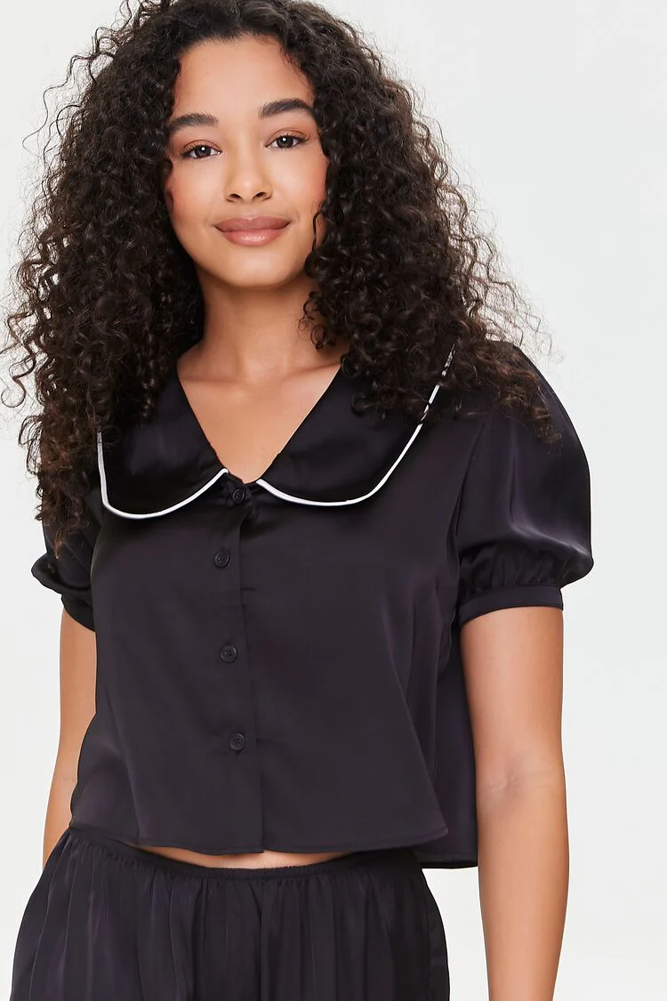 Contrast-Trim Shirt & Pajama Set - Image 5