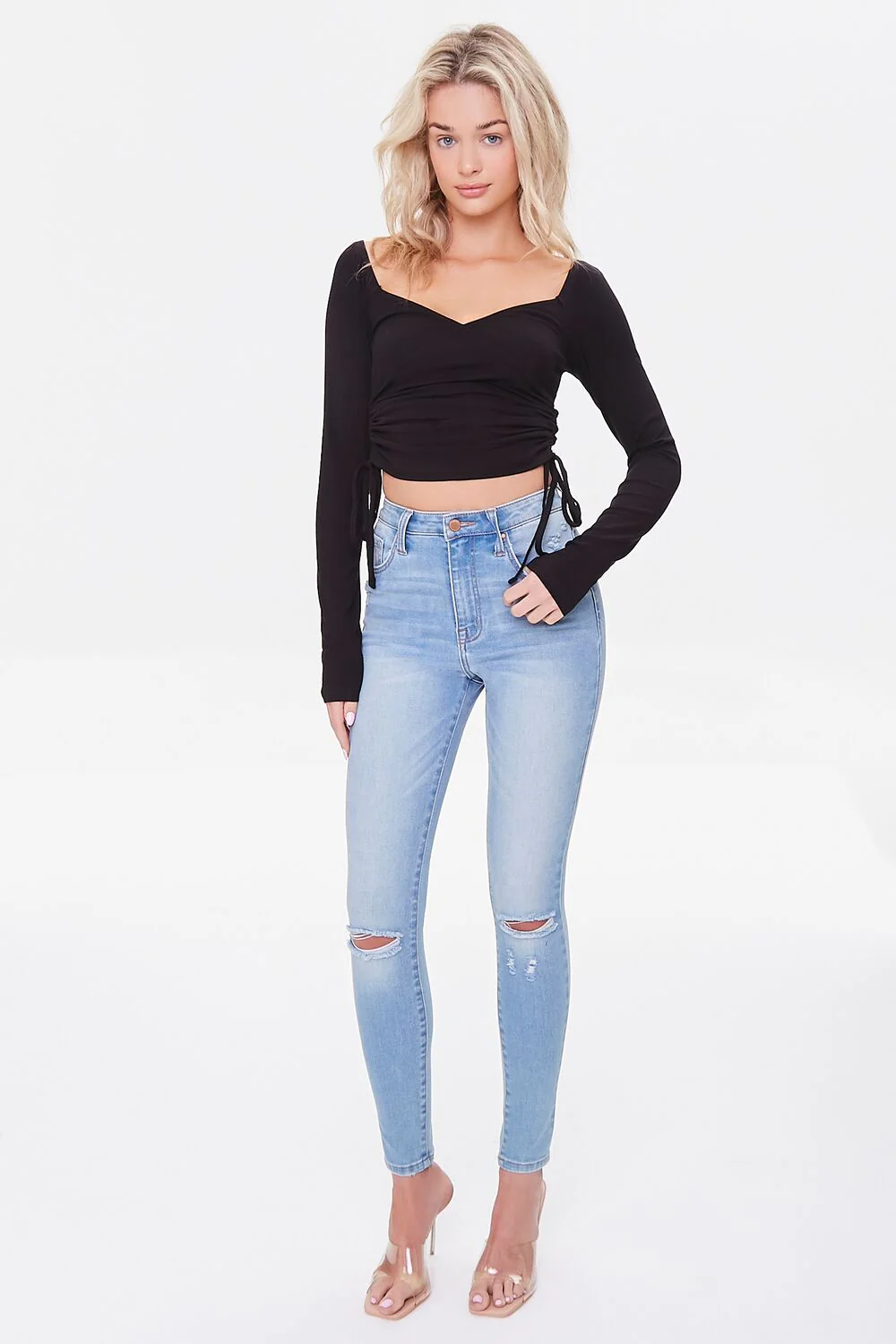 Ruched Drawstring Crop Top - Image 4