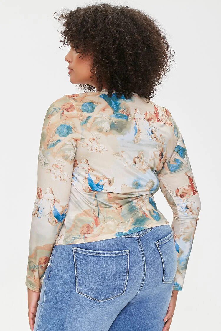 Plus Size Renaissance Print Top - Image 3