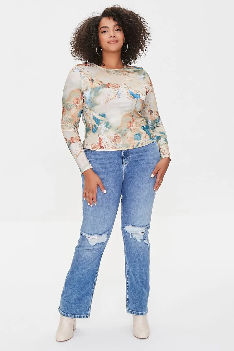 Plus Size Renaissance Print Top - Image 4