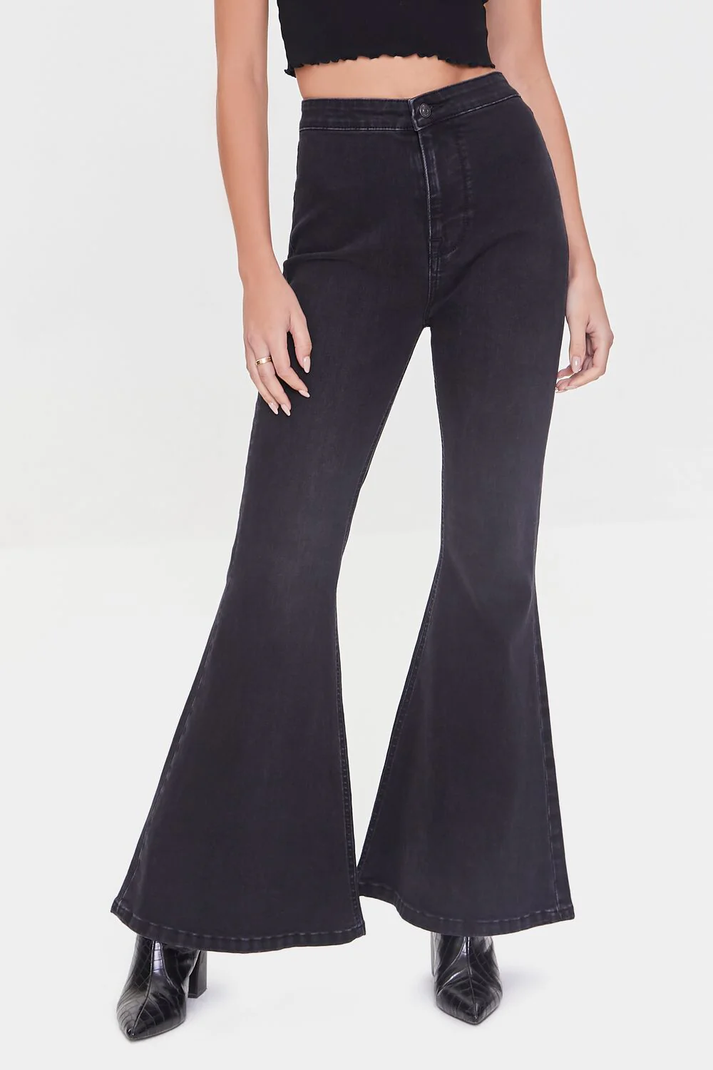 Recycled Cotton Flare High-Rise Jeans - Image 2