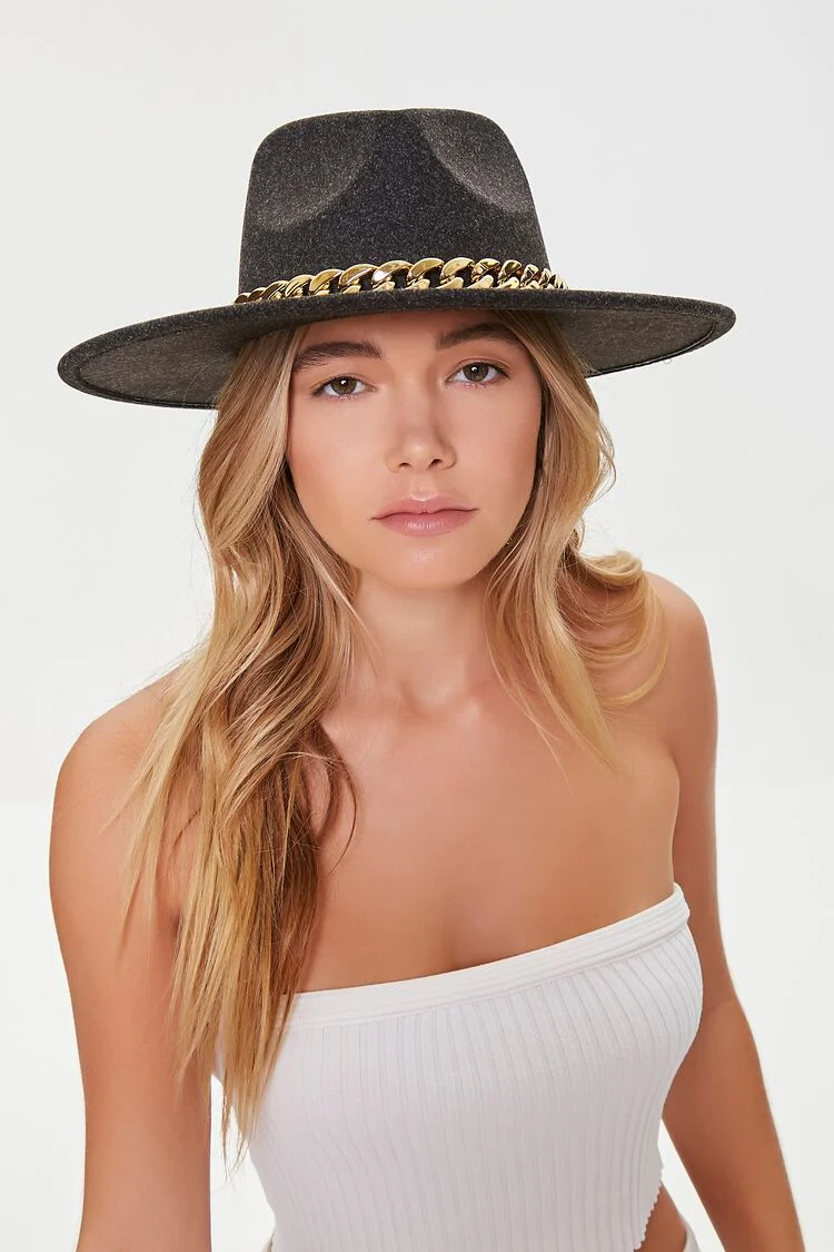Brushed Curb Chain-Trim Cowboy Hat - Image 3