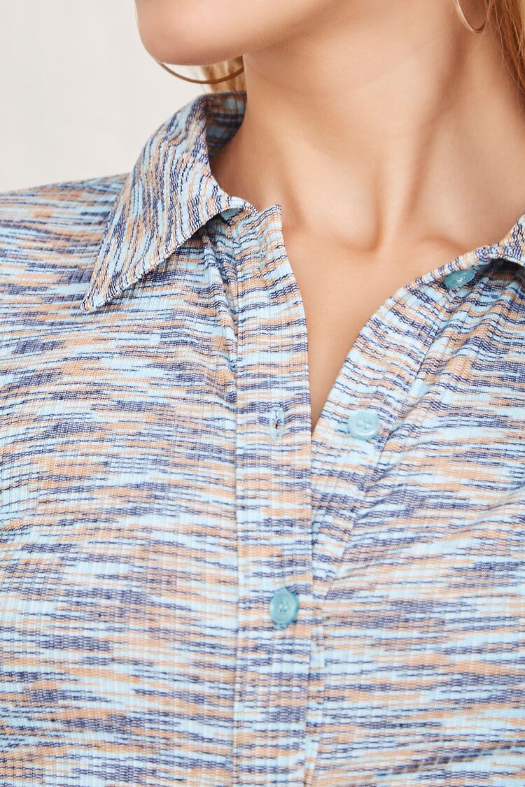 Heathered Cutout Shirt Dress - Image 5