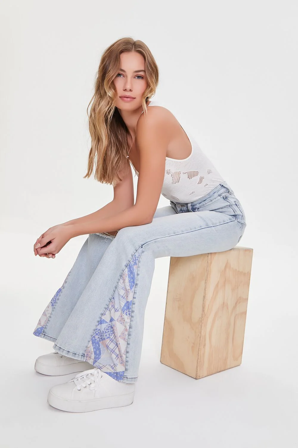 Patchwork Flare Jeans - Image 7
