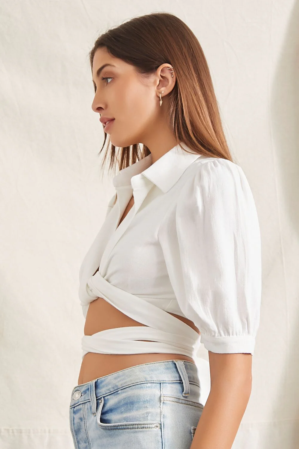 Wraparound Self-Tie Crop Top - Image 2