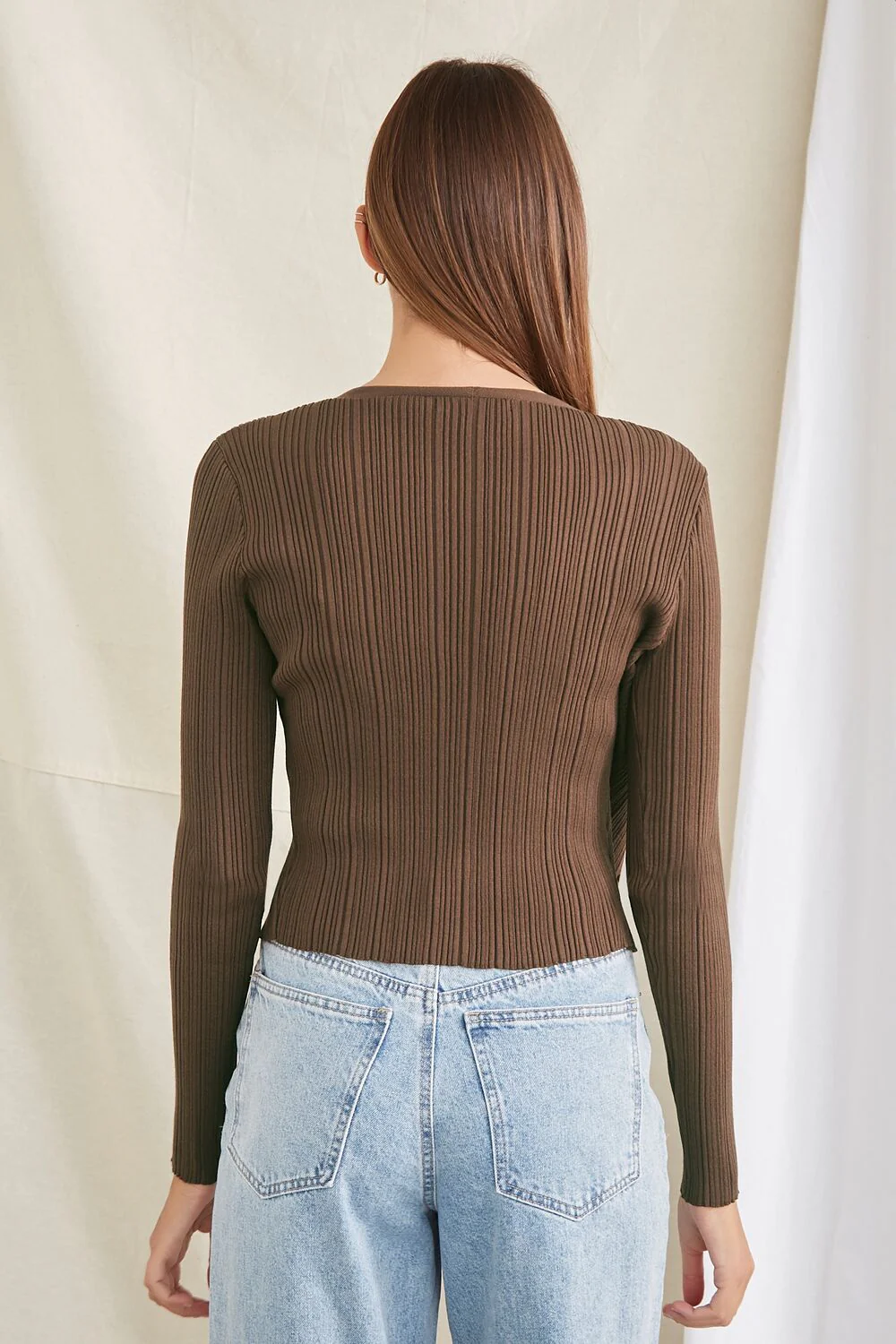 Ribbed Knit Cardigan Sweater - Image 3