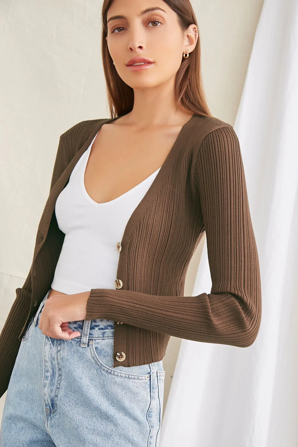 Ribbed Knit Cardigan Sweater - Image 5