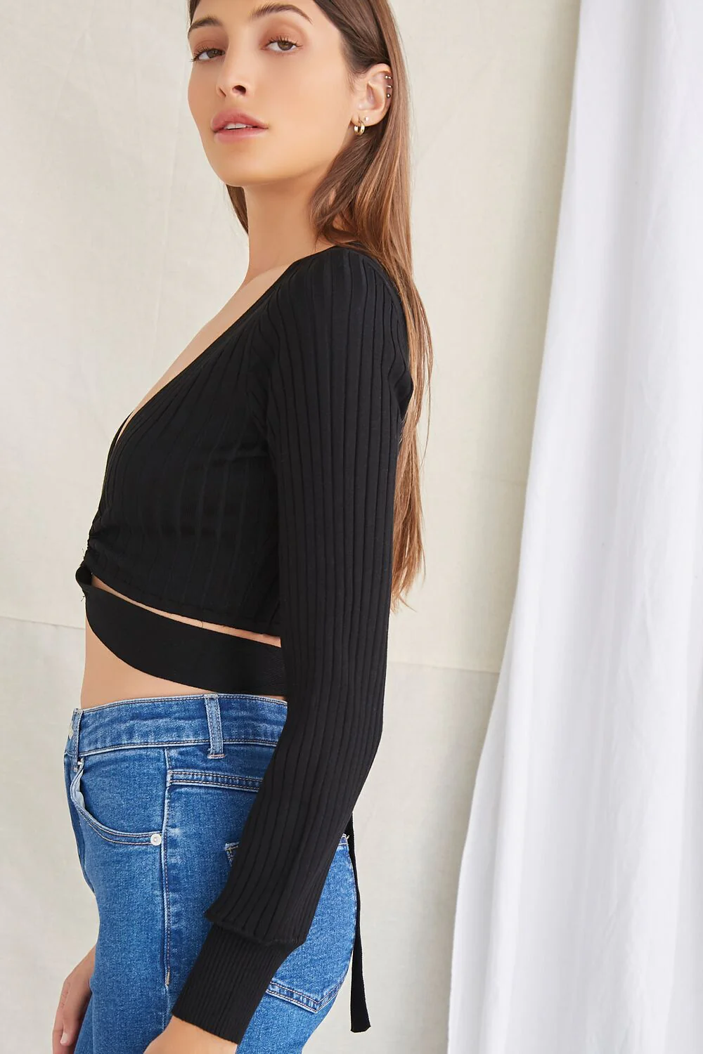Plunging Sweater-Knit Top - Image 2