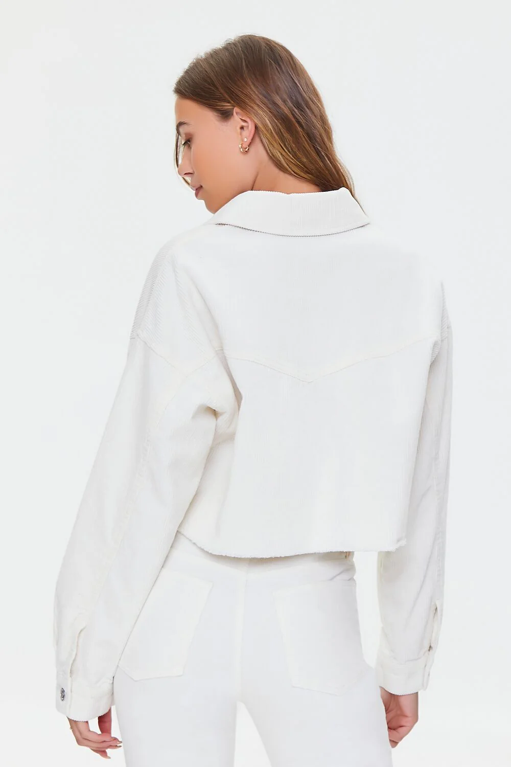 Corduroy Frayed Cropped Shacket - Image 3