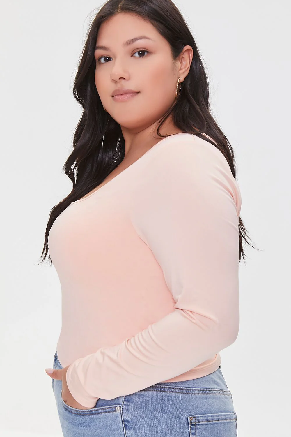 Plus Size Long-Sleeve Crop Top - Image 2