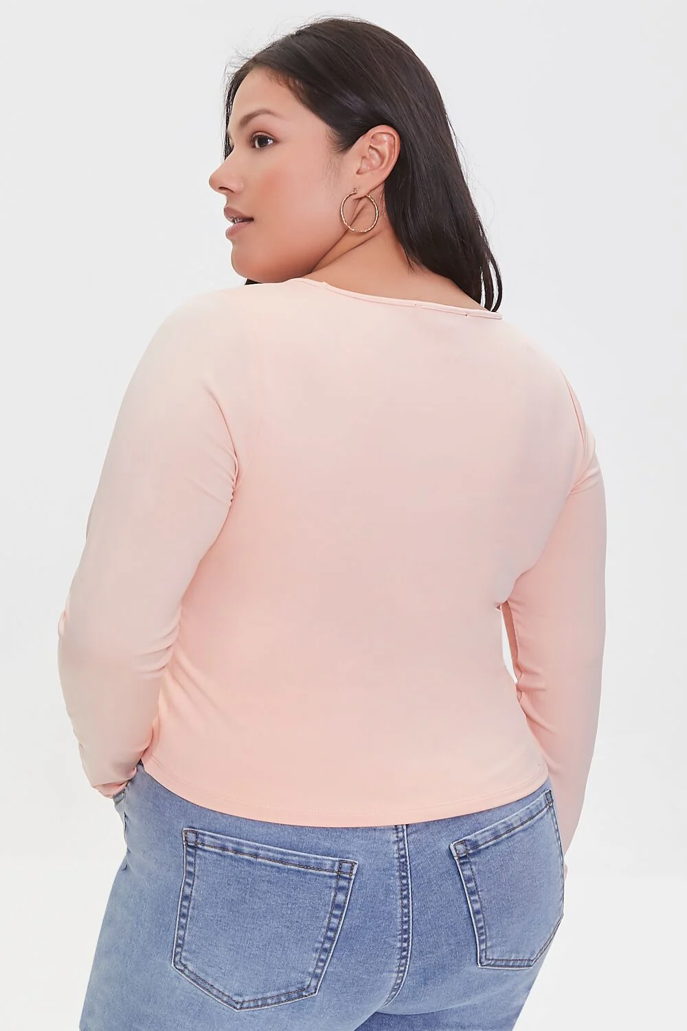 Plus Size Long-Sleeve Crop Top - Image 3