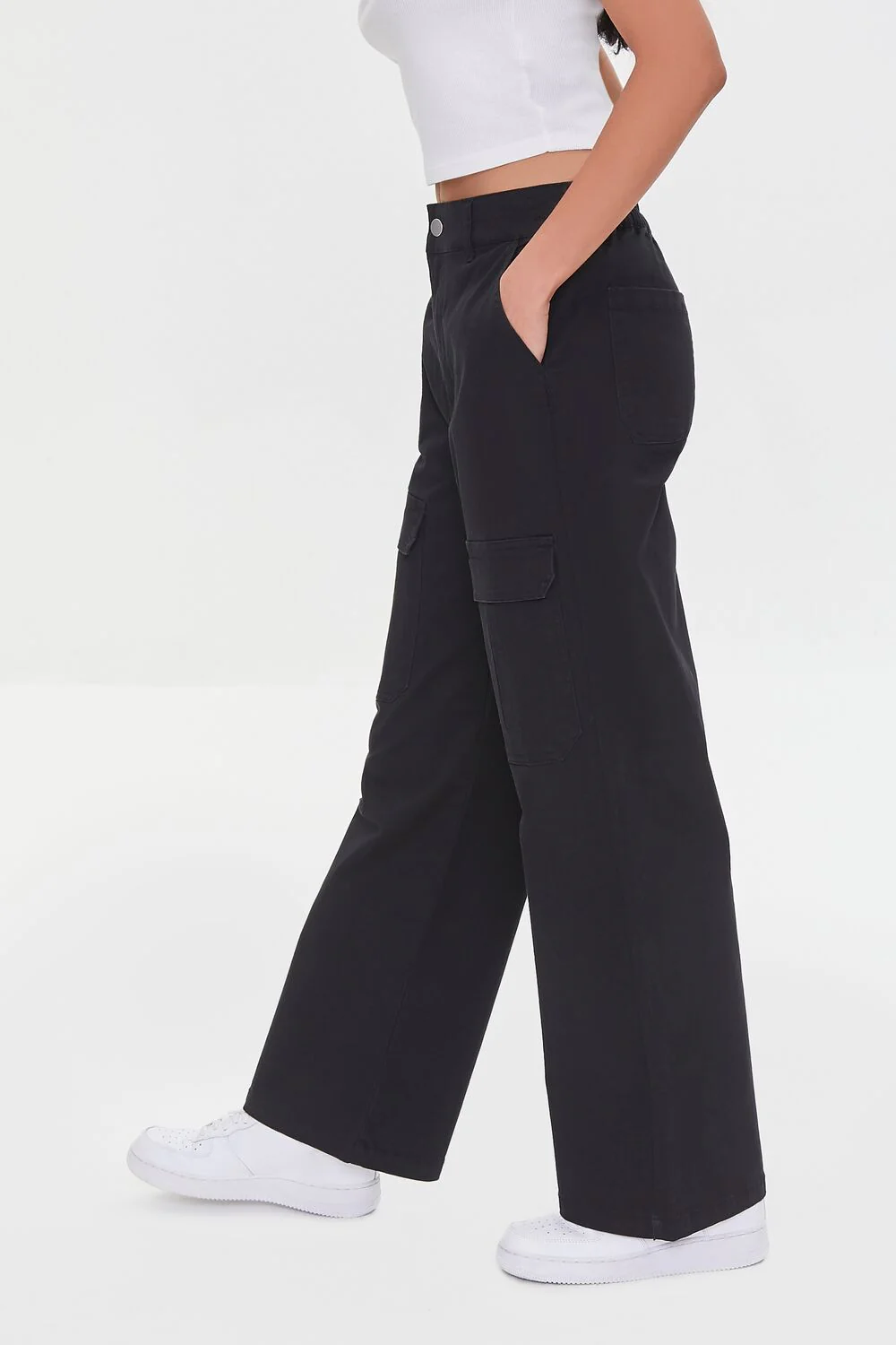 Twill Wide-Leg Cargo Pants - Image 3