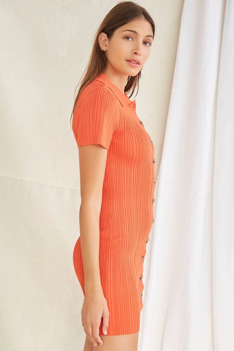Ribbed Shirt Mini Dress - Image 2