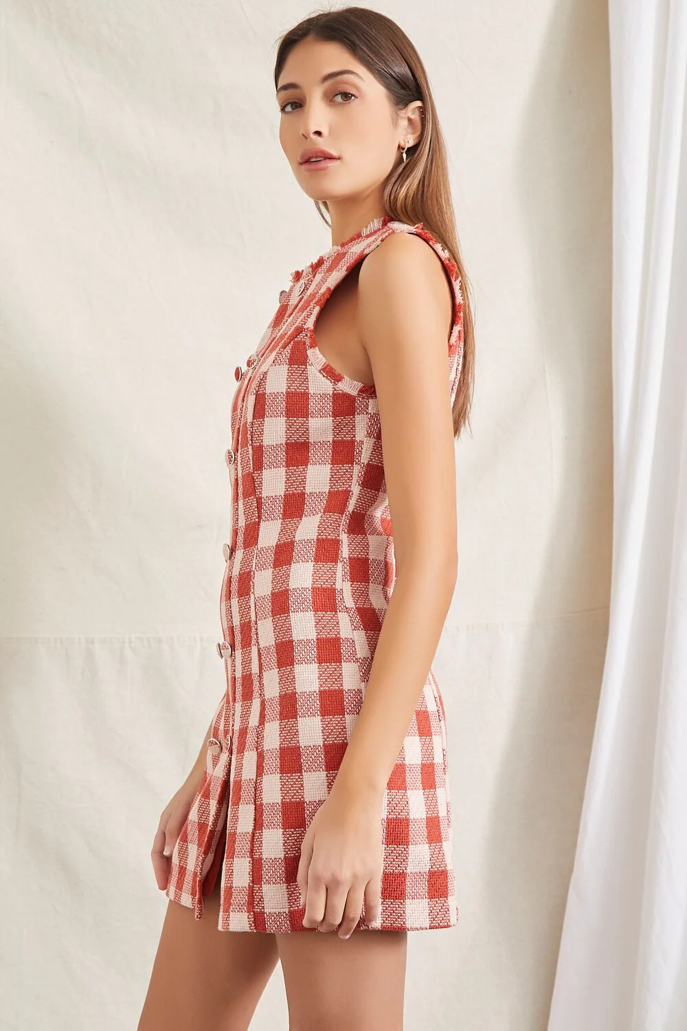 Double-Breasted Plaid Mini Dress - Image 2