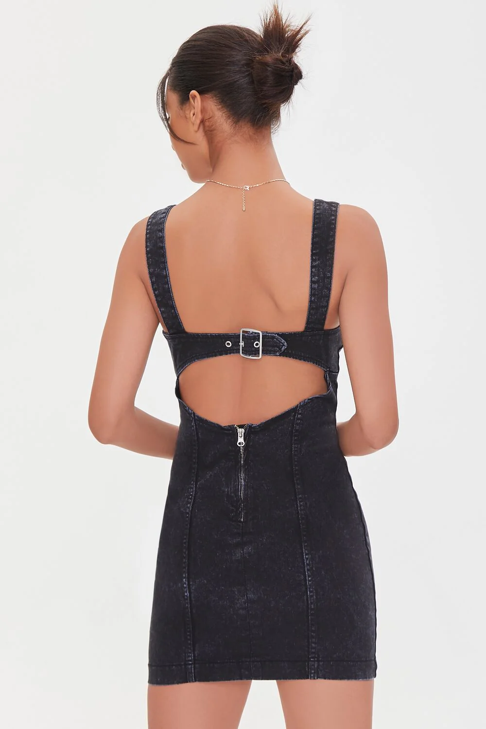 Mineral Wash Denim Mini Dress - Image 3
