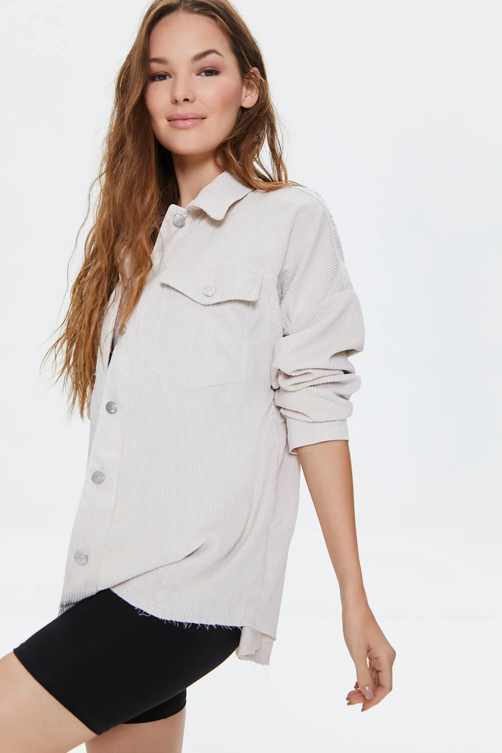 Corduroy Button-Front Shacket - Image 2