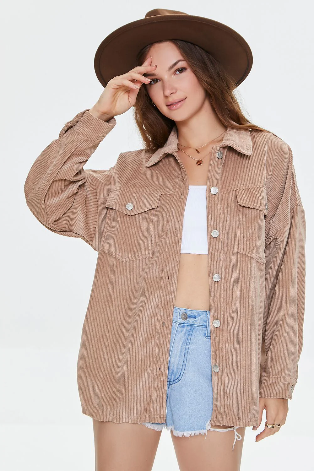 Corduroy Button-Front Shacket - Image 7