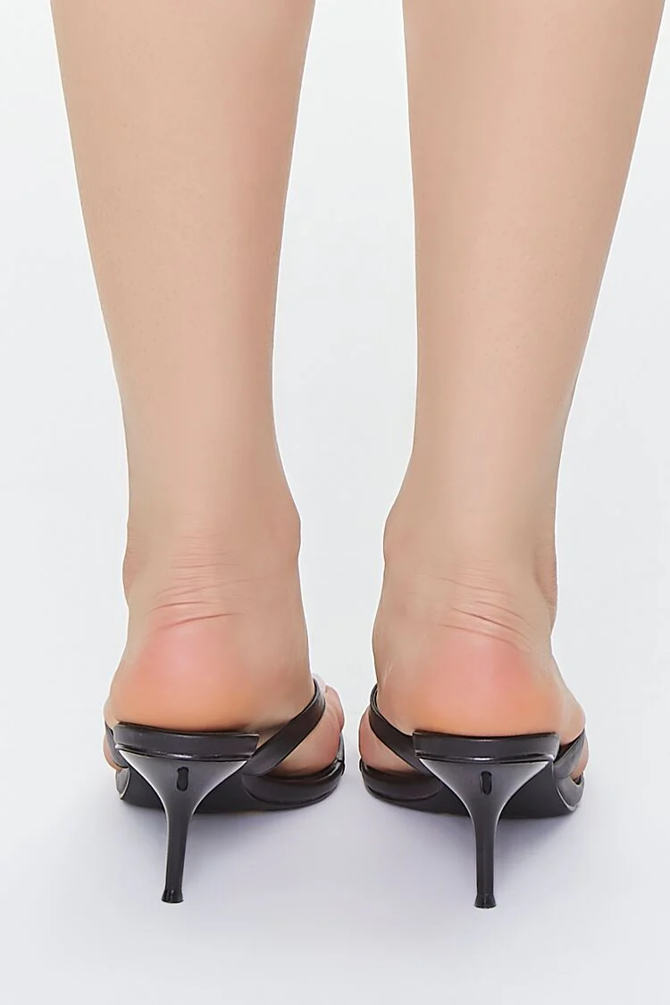 Faux Leather Thong Heels - Image 3