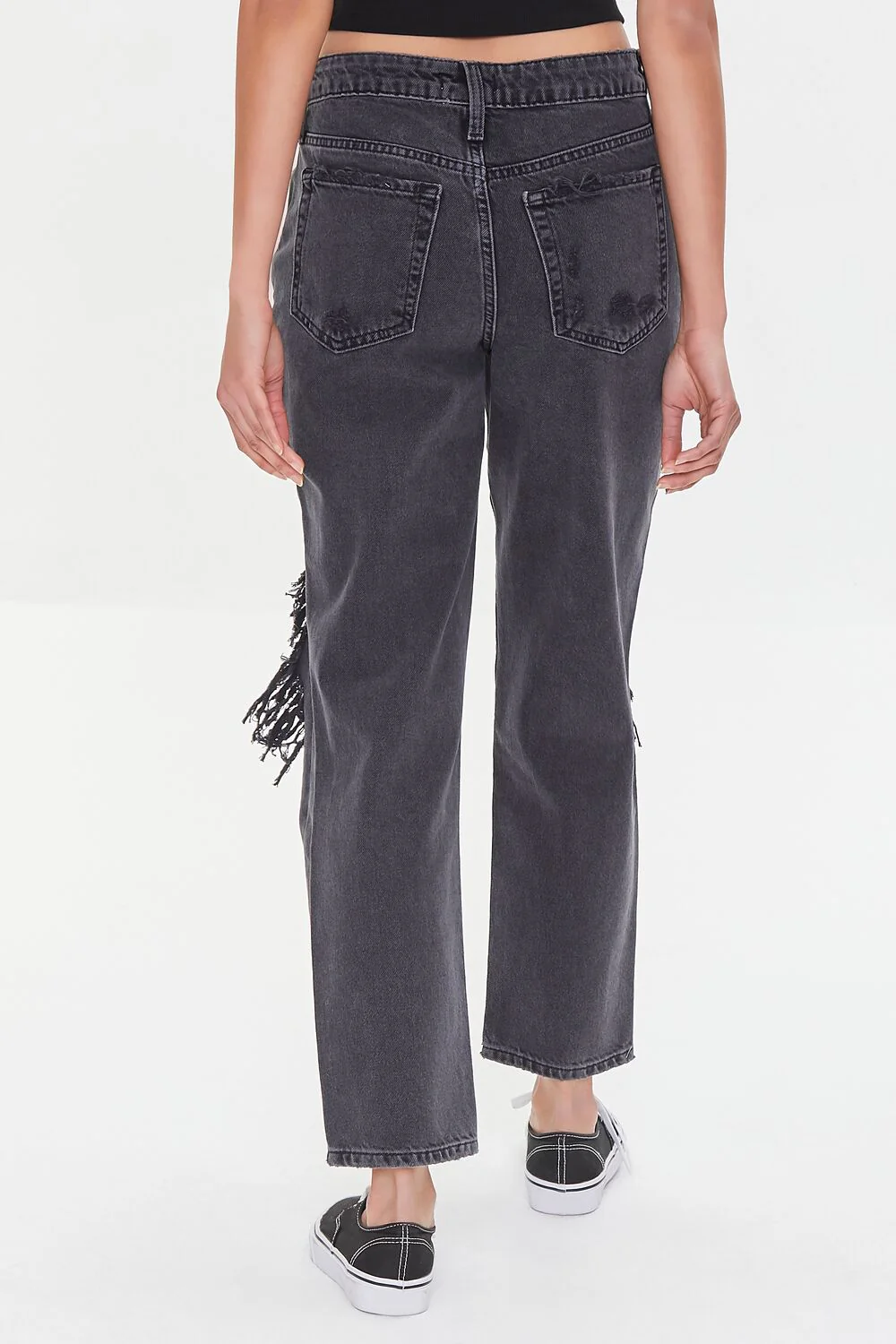Recycled Cotton Distressed Mom Jeans - Image 4